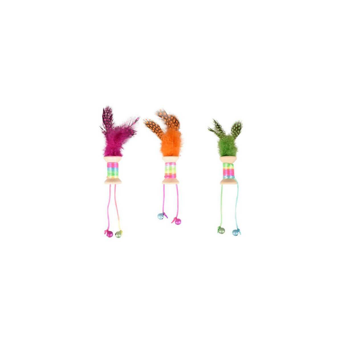 Flamingo Kırk Renkli Tüylü  Zilli  Makara Oyuncak, Kedi Oyuncakları, Flamingo