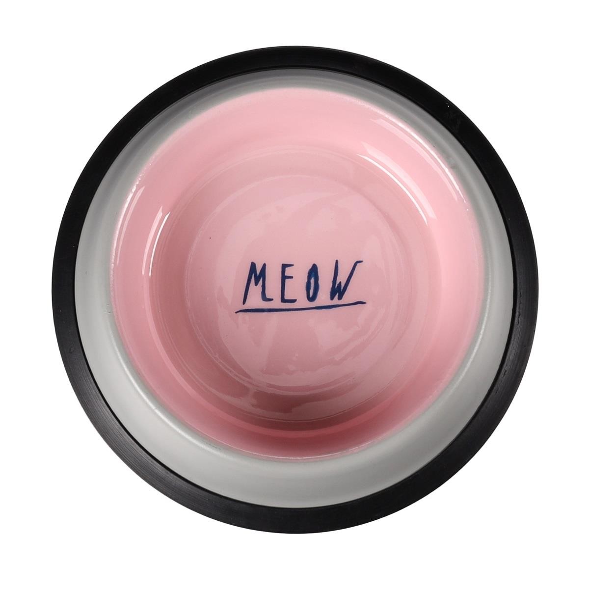 Flamingo Nell Boyalı Çelik Mama Kabı  Antıslıp Gri-Pembe / 450ML, Çelik Mama Kapları, Flamingo