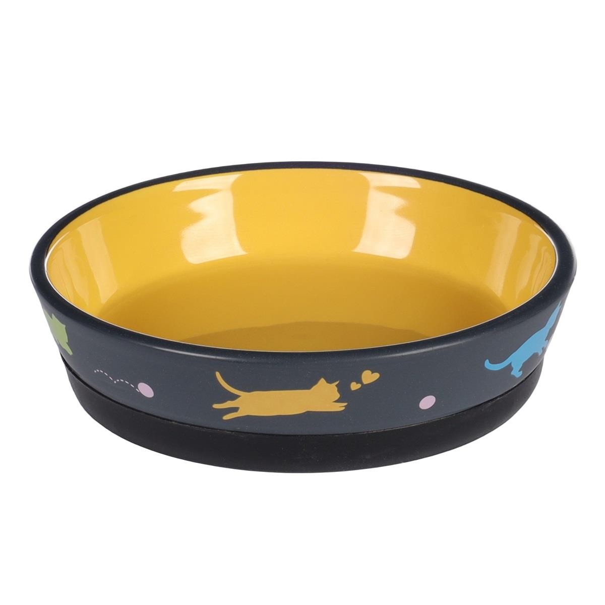 Flamingo Rantı Kedi Desenli  Seramik Mama Kabı / 320ML, Seramik Mama ve Su Kabı, Flamingo