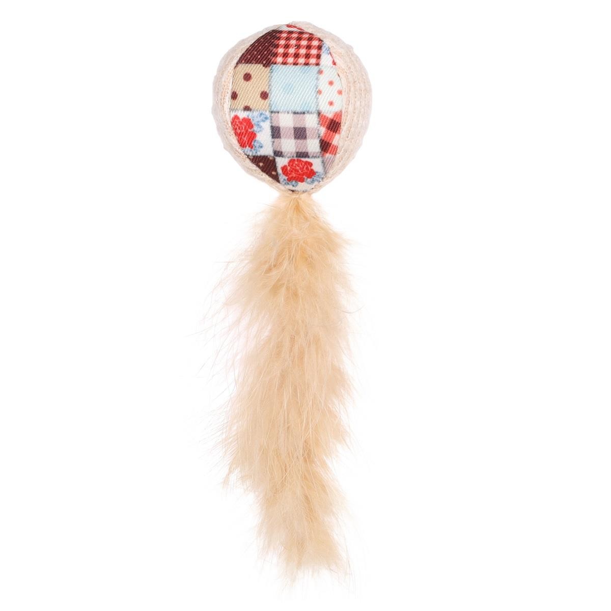 Flamingo Vınta Catnipli Tüylü Hışırtılı Top Oyuncak, Kedi Topu, Flamingo