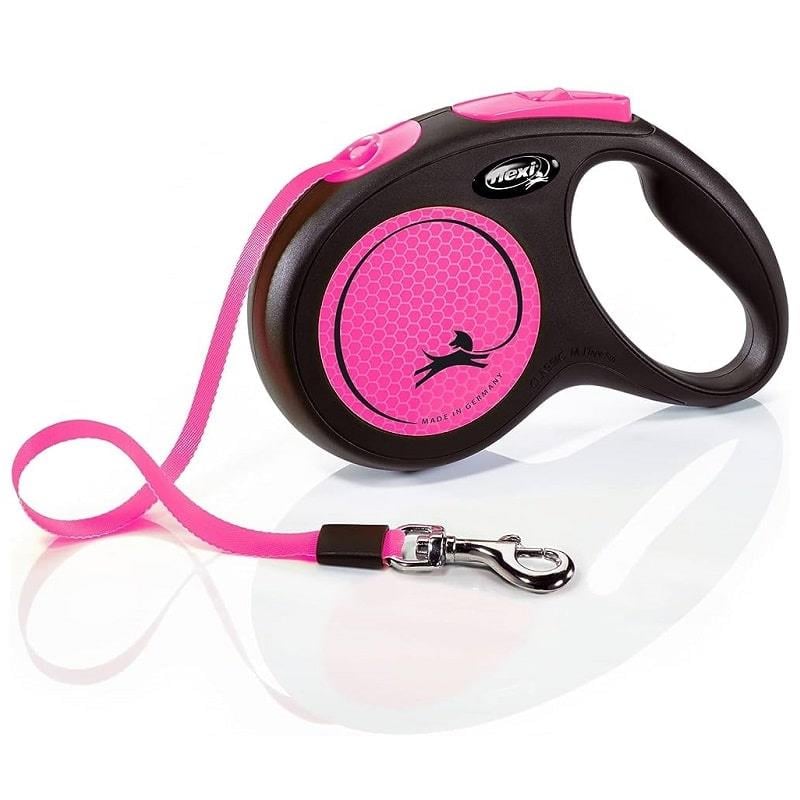 Flexi Neon Pembe Otomatik Şerit Tasma Medium 5 Mt 25 kg, Otomatik Köpek Tasması, Flexi