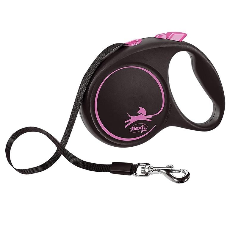 Flexi Siyah Seri Small 5 Mt Şerit Otomatik Tasma Pembe, Otomatik Köpek Tasması, Flexi