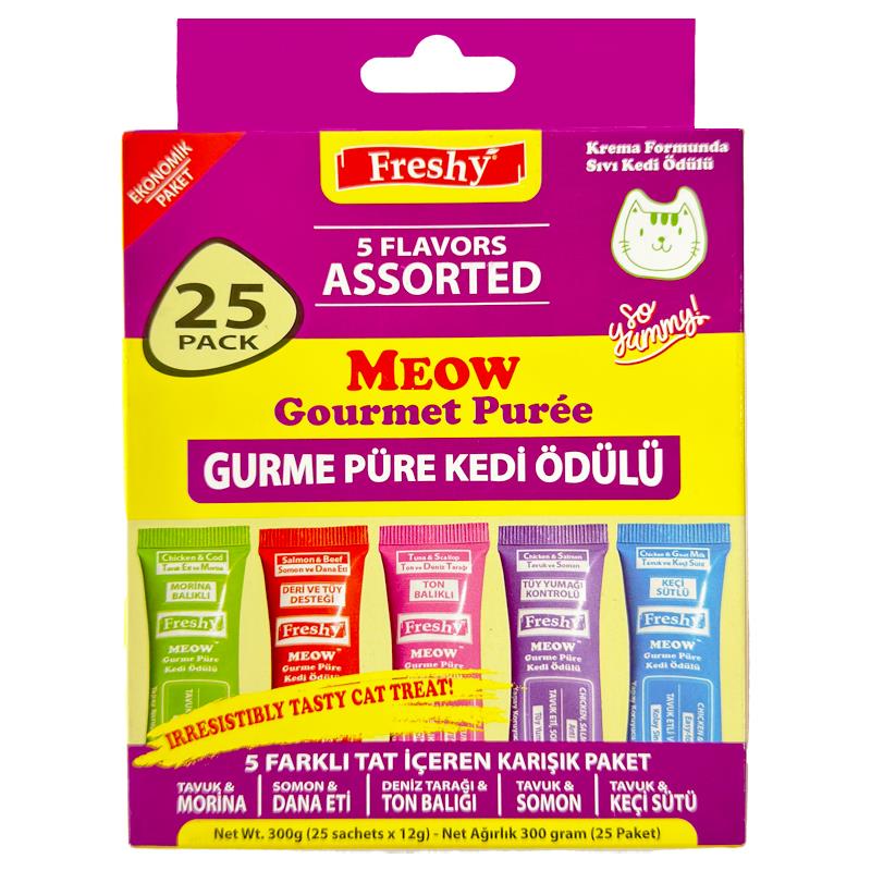 Freshy Meow 5 Farklı Lezzette Krema Kedi Ödülü 25 Adet, KATEGORİSİZ, Freshy