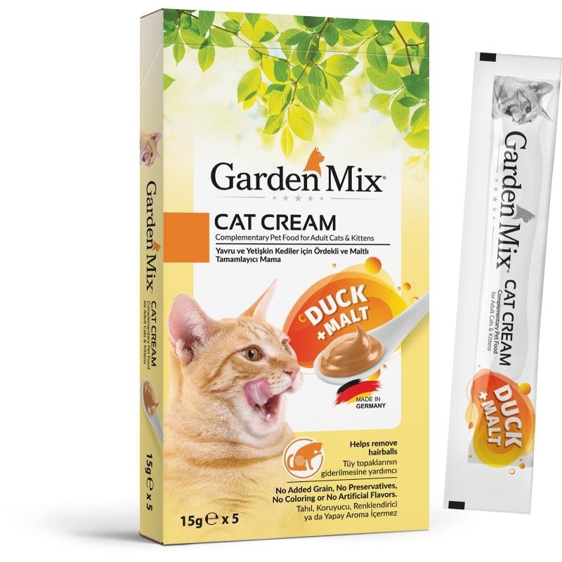 Garden Mix Kedi Kreması Ördekli+Maltlı 5x15gr, Kedi Ödül Maması, GardenMix