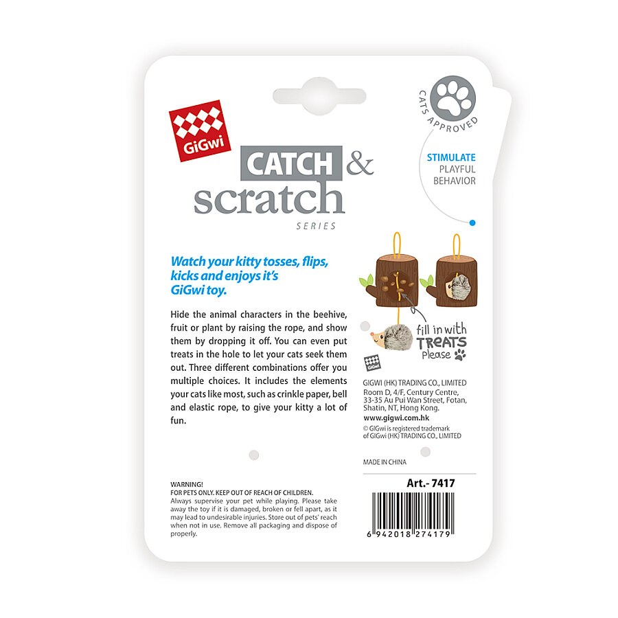 GİGwi Catch&Scratch Kirpi Kütük Kedi Oyuncağ, Peluş Kedi Oyuncak, GİGwi