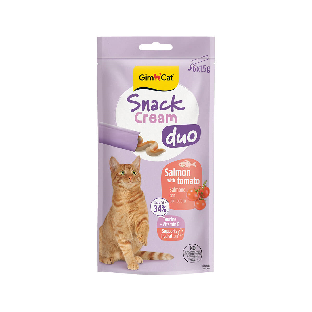 Gimcat Snack Cream Duo Somonlu & Domatesli Kedi Ödülü 6x15gr, KATEGORİSİZ, GimCat