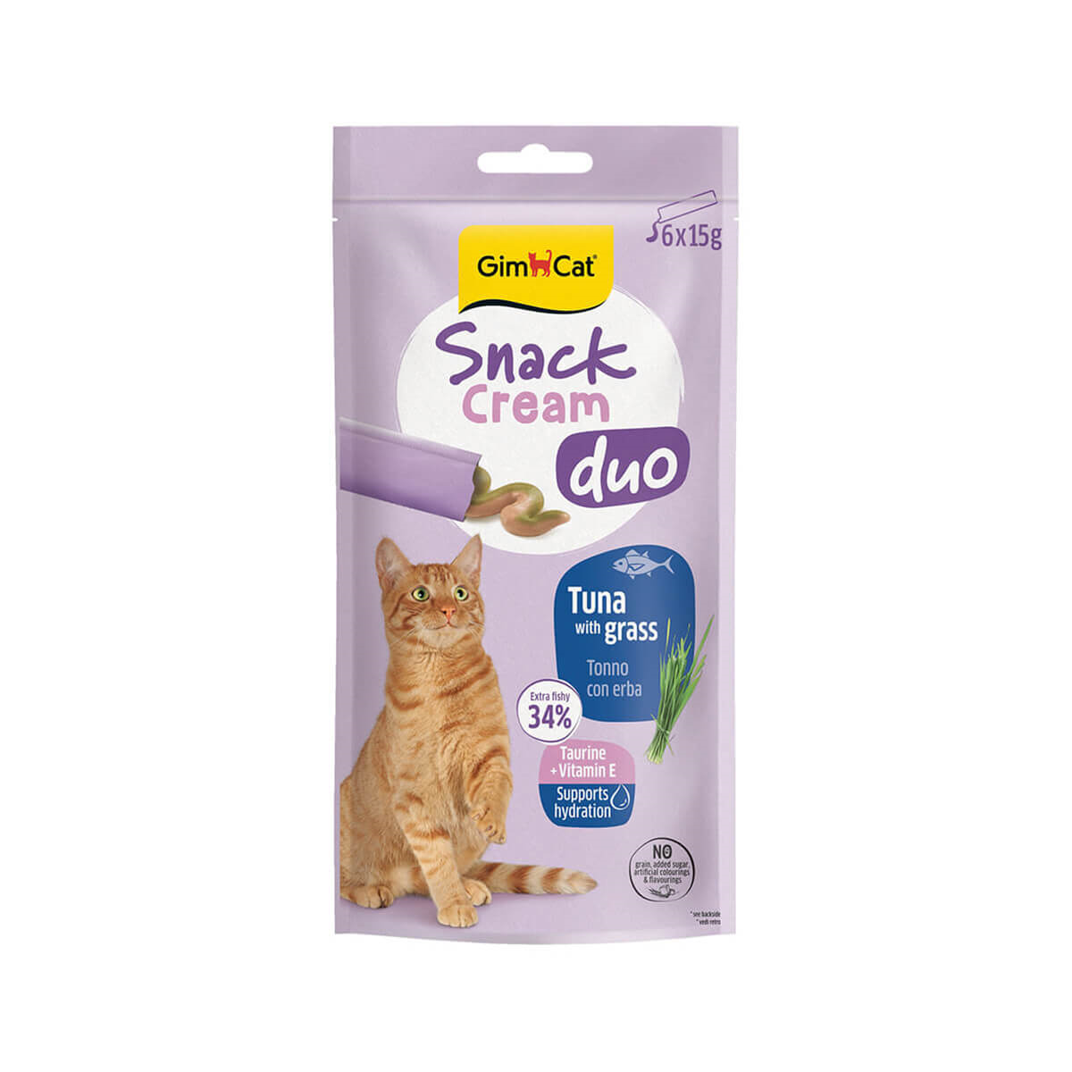 Gimcat Snack Cream Duo Ton Balıklı & Kedi Otlu Kedi Ödülü 6x15gr, Kedi Ödül Maması, GimCat