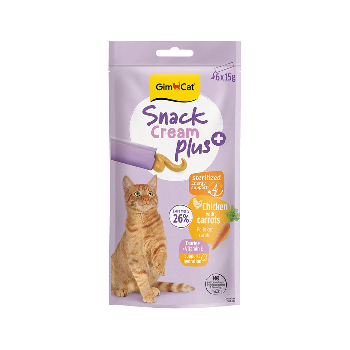 Gimcat Snack Cream Sterilised Tavuklu & Havuçlu Kedi Ödülü 6x15gr, Kedi Ödül Maması, GimCat