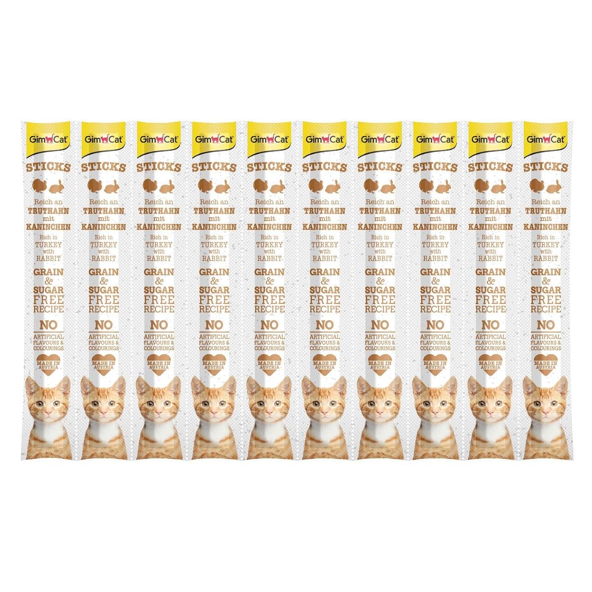 GimCat Sticks Hindi Etli Tavşan etli Ödül Çubukları 50 gr - 10lu, Kedi Ödül Maması, GimCat