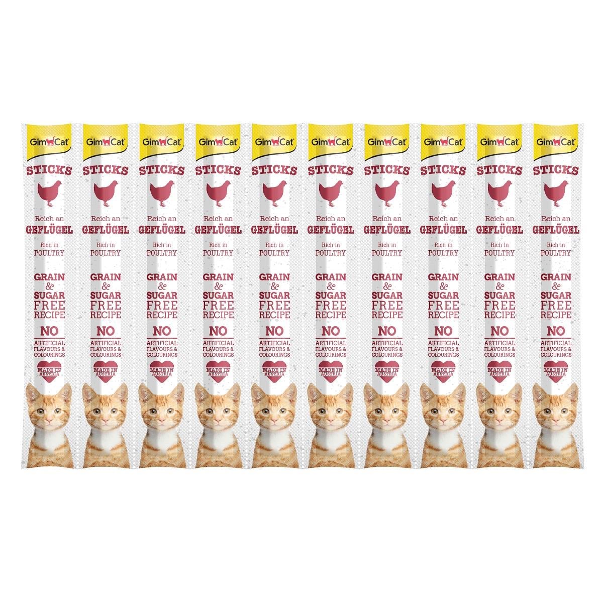 GimCat Sticks Kümes Hayvanı etli Ödül Çubukları 50 gr - 10lu, Kedi Ödül Maması, GimCat