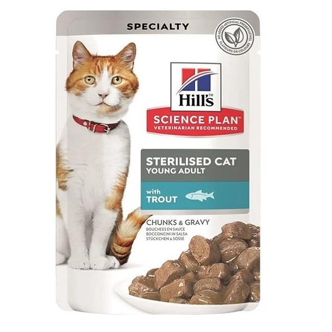 Hill's SP Alabalıklı Kısırlaştırılmış Yetişkin Kedi Pouch 12x85g, Yetişkin Kedi Yaş Mama, Hills