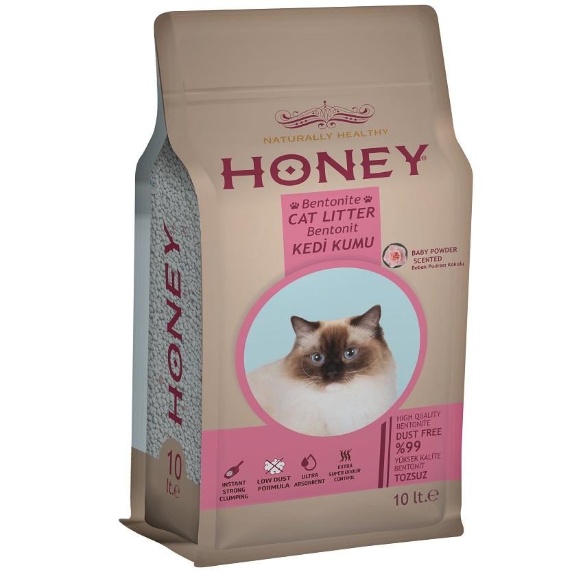 Honey Baby Powder Bebek Pudralı Kedi Kumu 10 LT, Bentonit Kedi Kumu, Honey