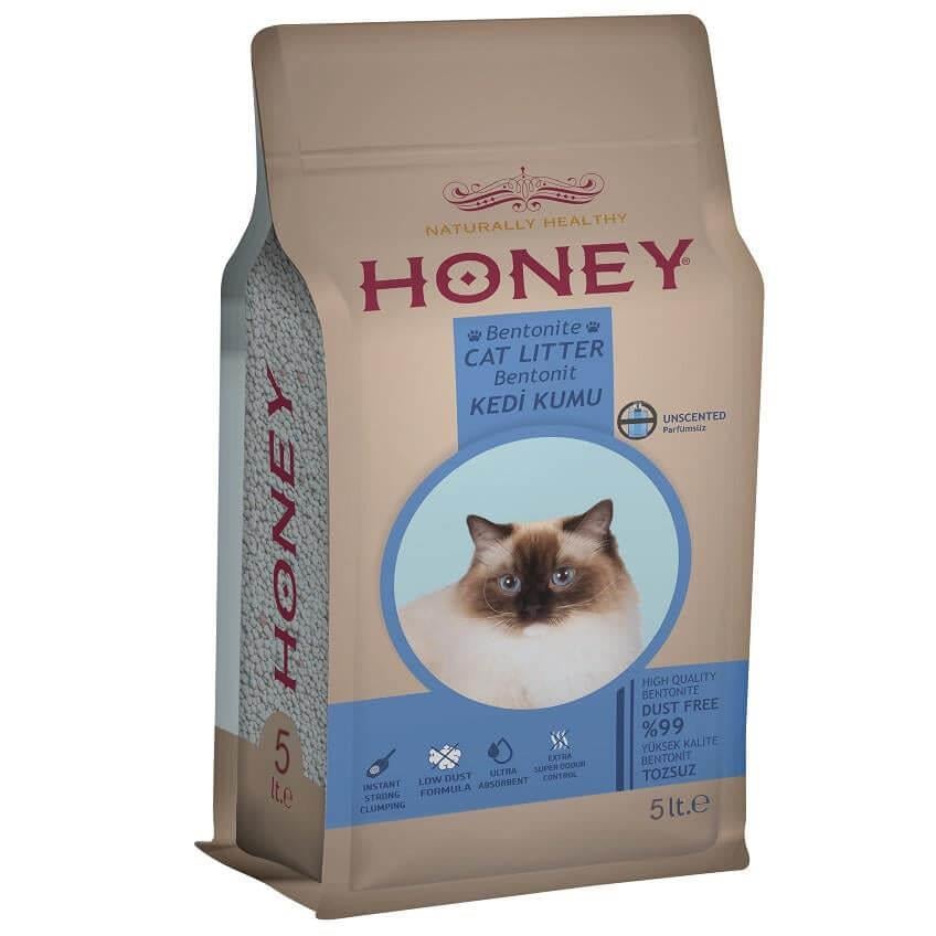 Honey Natural Kokusuz Kedi Kumu 5 LT, Bentonit Kedi Kumu, Honey