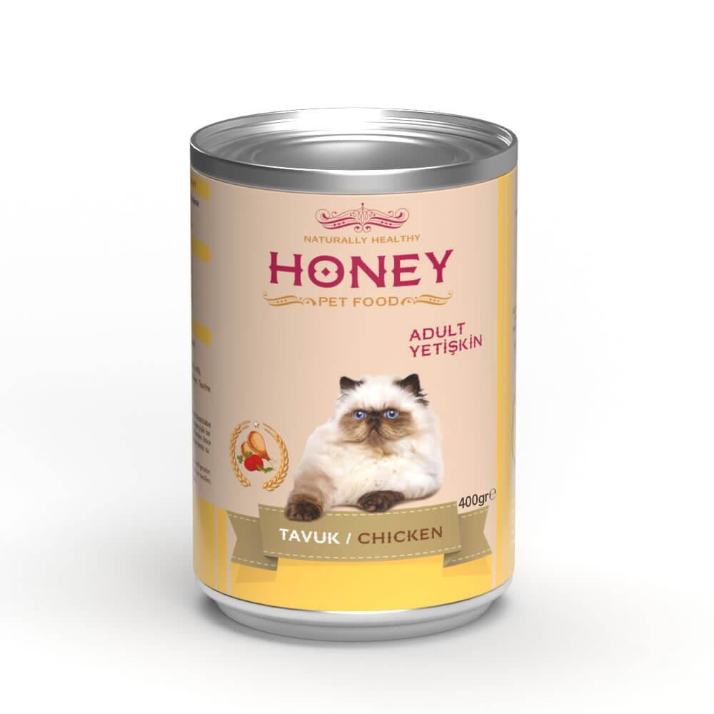 Honey Tavuklu Konserve Kedi Maması 400 Gr, Yetişkin Kedi Yaş Mama, Honey