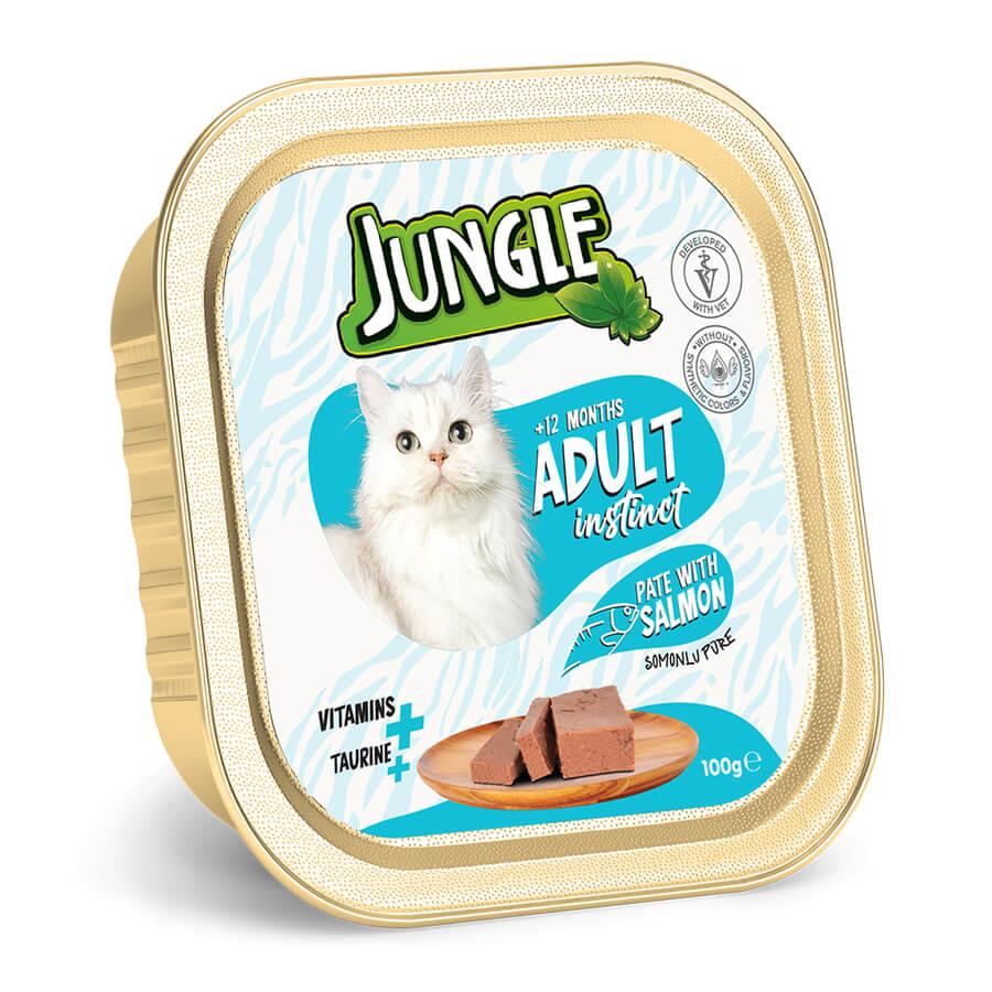 Jungle Somonlu Ezme Kedi Konserve Maması 100 gr, Yetişkin Kedi Yaş Mama, Jungle