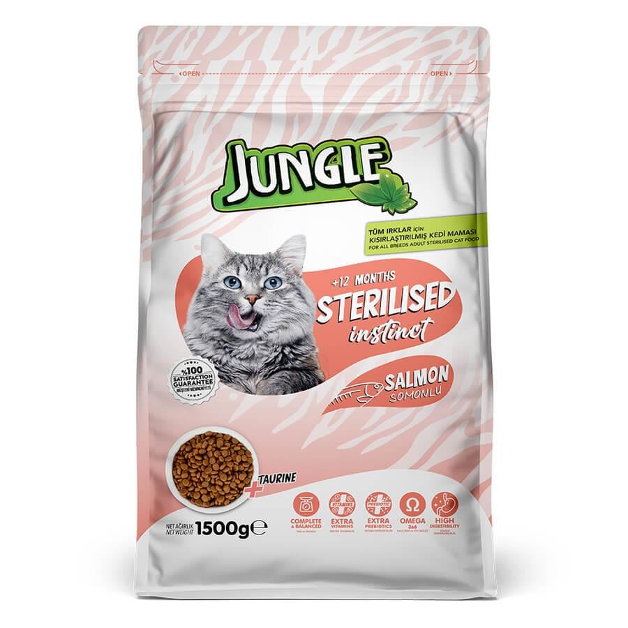 Jungle Sterilesed Somonlu Kısır Kedi Maması 1.5 Kg, Kısırlaştırılmış Kedi Maması, Jungle