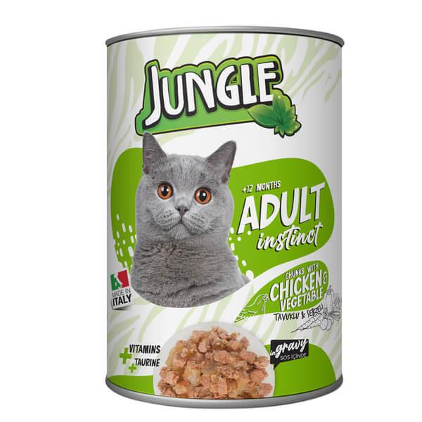 JUNGLE ADULT İNSTİNC CHUNK WITH CHICKEN & VEGETABLE TAVUKLU SEBZELİ KONSERVE 400GR