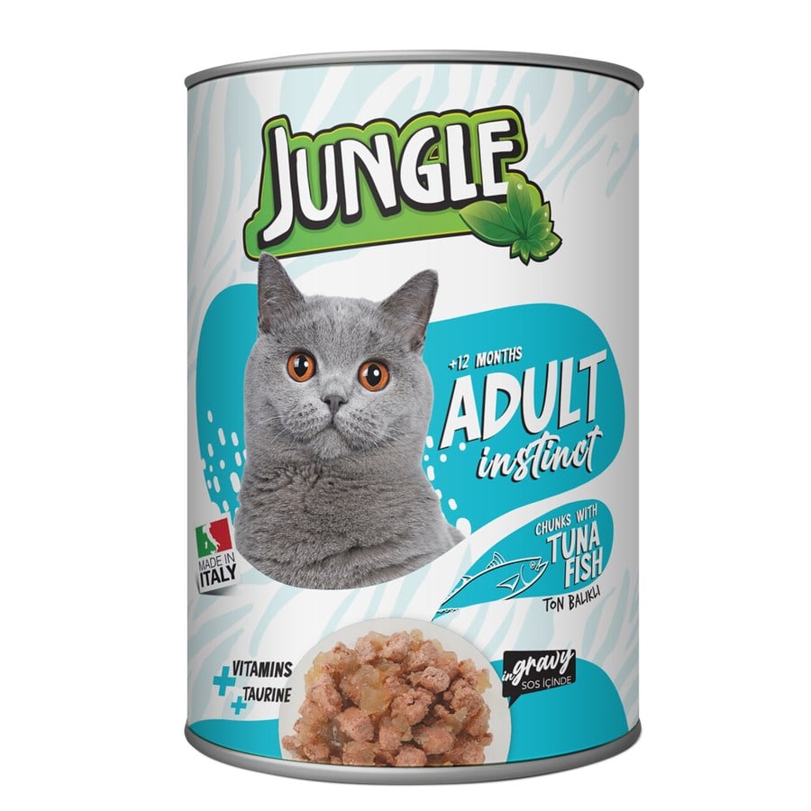 Jungle Ton Balıklı Kedi Konservesi 415 Gr, Yetişkin Kedi Yaş Mama, Jungle