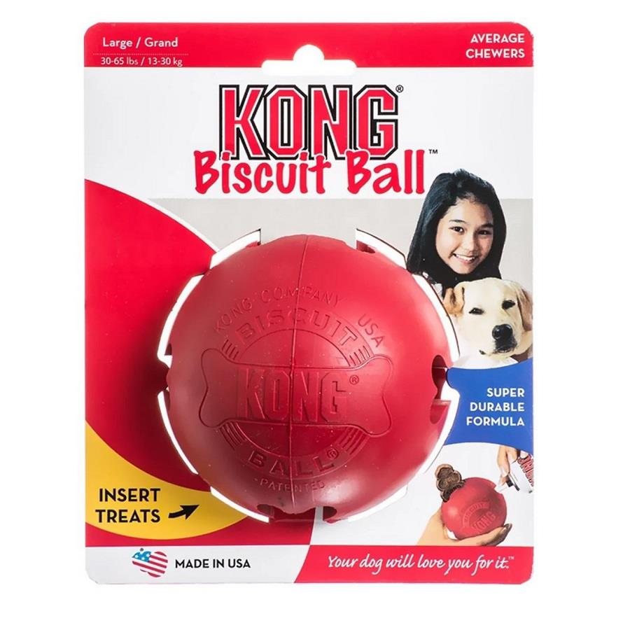 KONG Biscuit Ball Top Şeklinde Köpek Oyuncağı Large, Köpek Ödül ve Oyun Topu, Kong