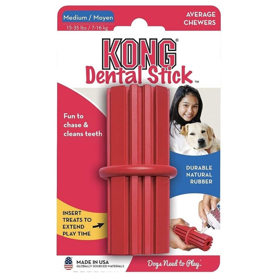 KONG Dental Stick Diş Temizliği Sağlayan Köpek Oyuncağı M, Kauçuk Plastik Oyuncaklar, Kong
