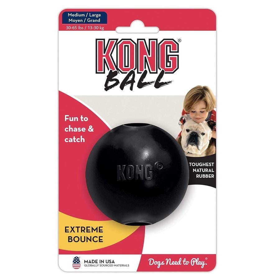 KONG Extreme Top Şeklinde Isırma Oyuncağı Ultra Sert M/L, Köpek Ödül ve Oyun Topu, Kong