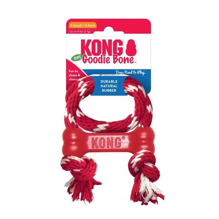 KONG Goodie Bone İpli Kemik Köpek Oyuncağı XS, Kauçuk Plastik Oyuncaklar, Kong