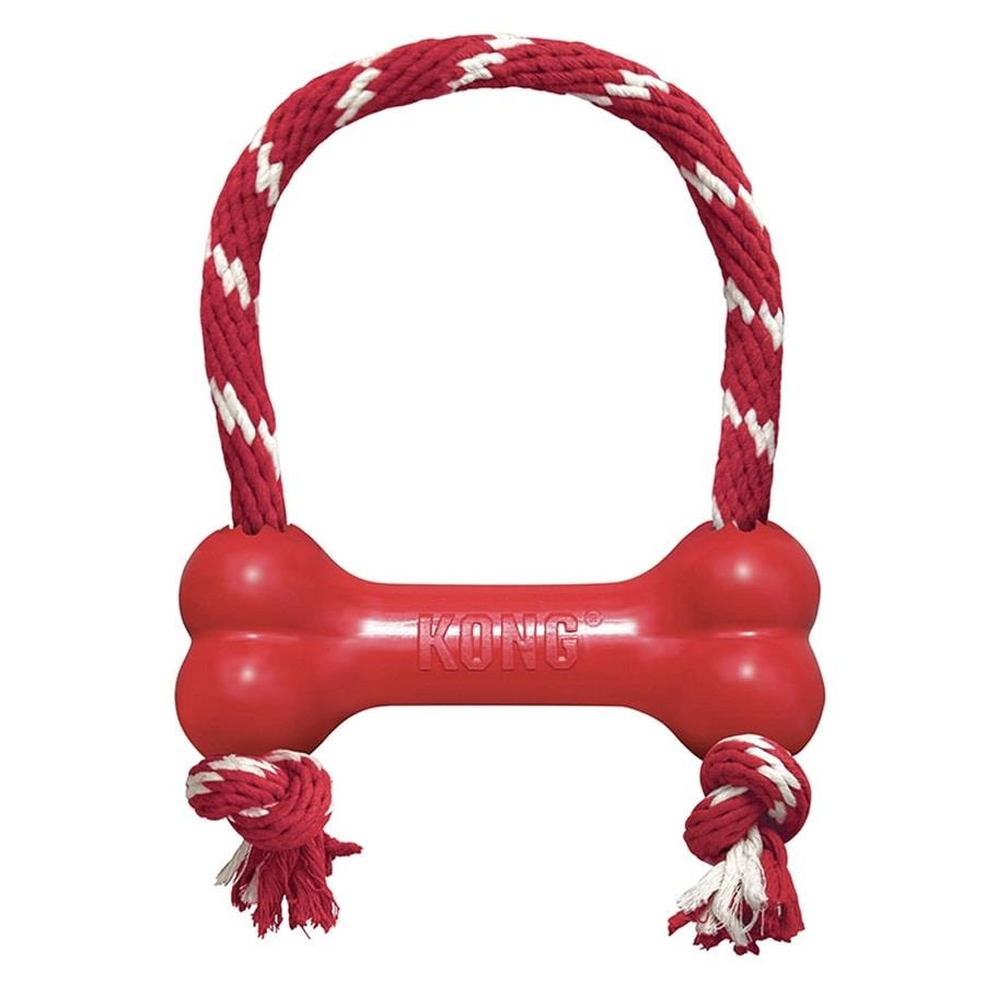 KONG Goodie Bone Kemik Şeklinde İpli Köpek Oyuncağı M, Kauçuk Plastik Oyuncaklar, Kong