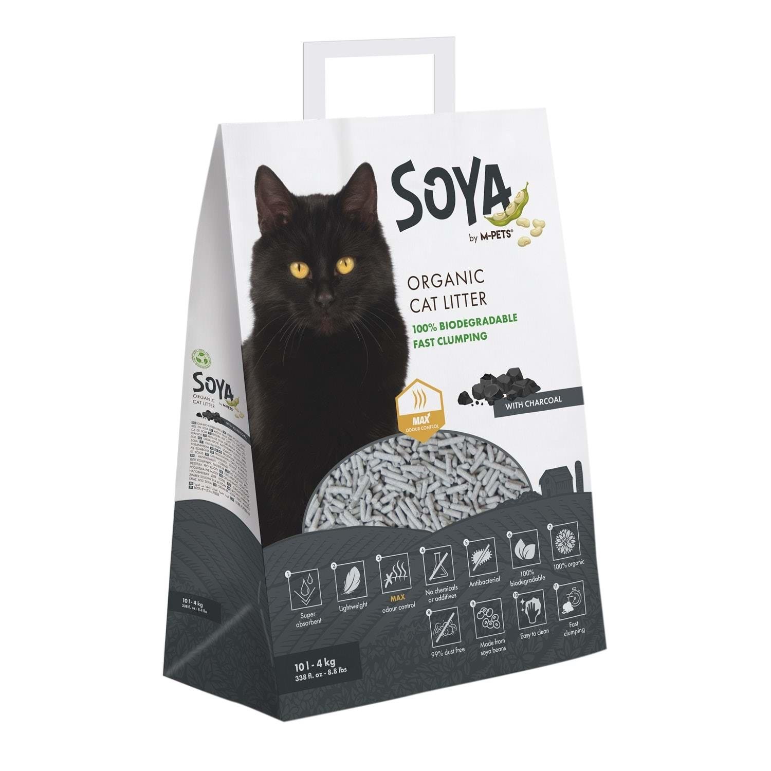 M-Pets Active Carbon Soya Kedi Kumu 10 Lt, Organik Pellet Kumlar, M-Pets
