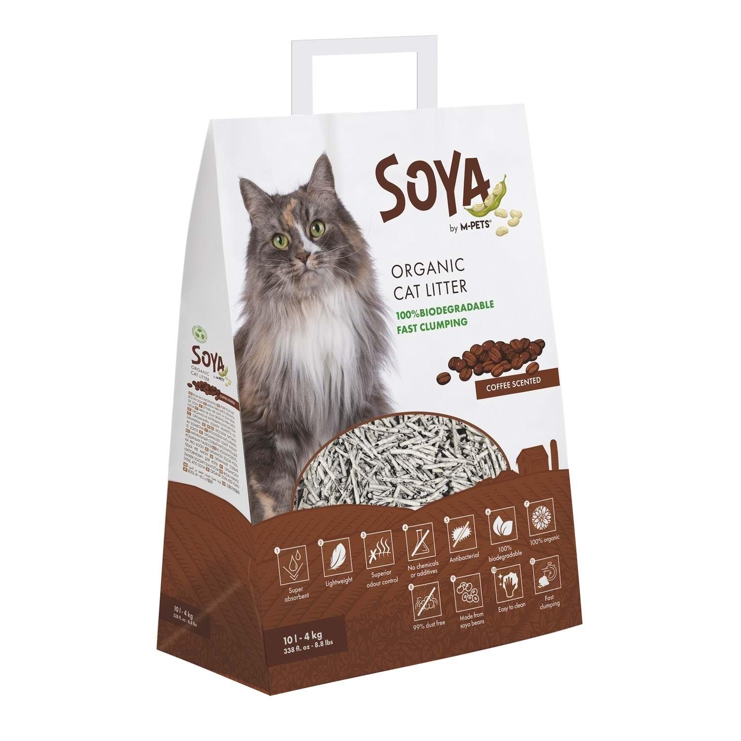 M-Pets Coffee Soya Kedi Kumu 10 Lt, Organik Pellet Kumlar, M-Pets