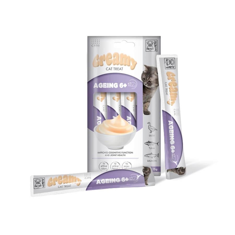 M-Pets Creamy Ageing 6+ Kedi Ödülü 4x15 GR, Kedi Ödül Maması, M-Pets