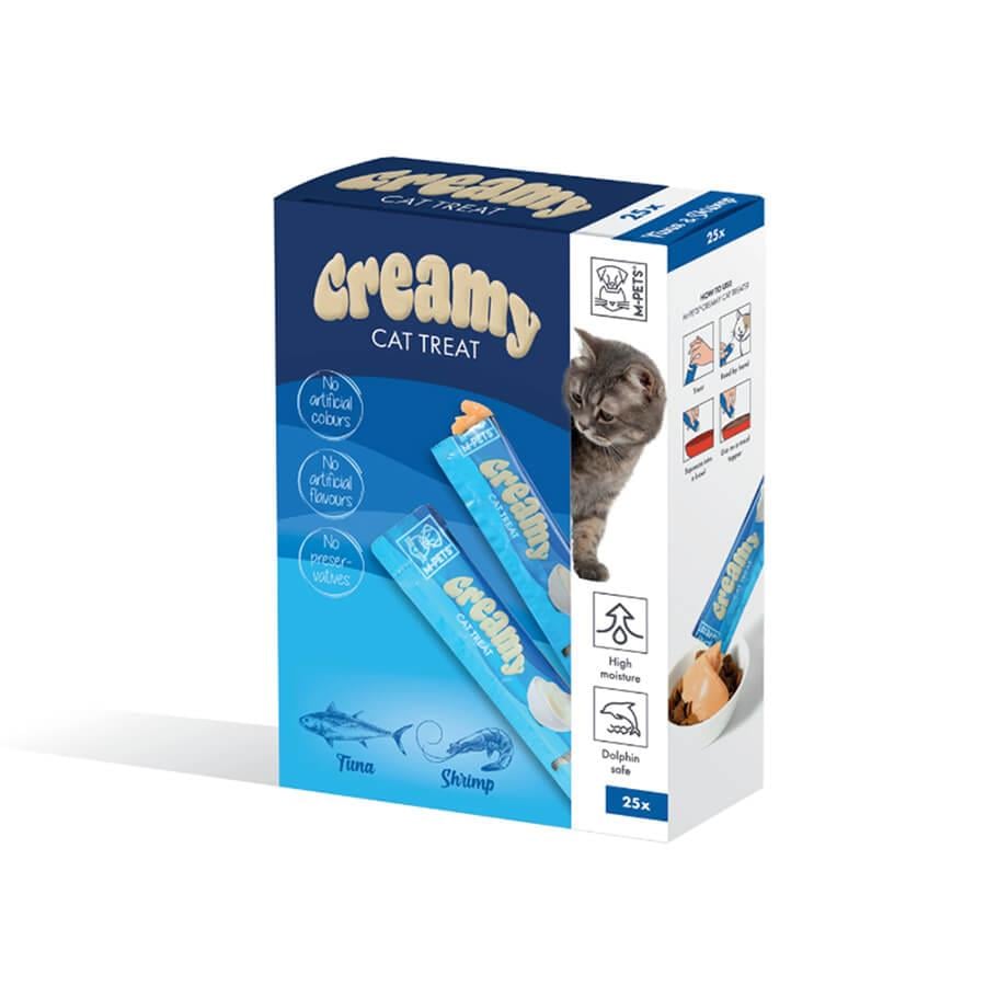 M-Pets Creamy Ton Balıklı-Karidesli Kedi Ödülü 25x15 GR, Kedi Ödül Maması, M-Pets