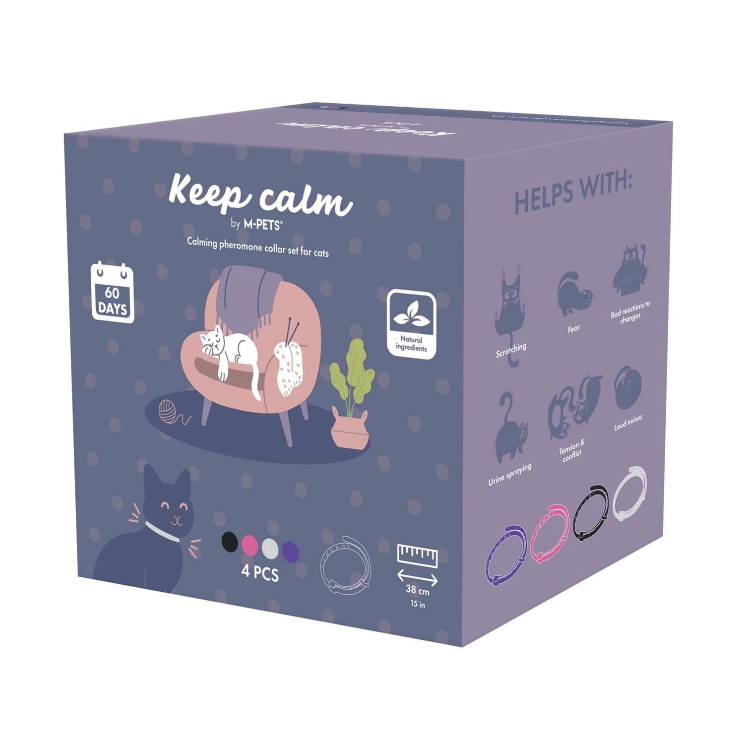 M-Pets Keep Calm Tasma 4 Renk  4 Adet, Kedi Sakinleştirici, M-Pets