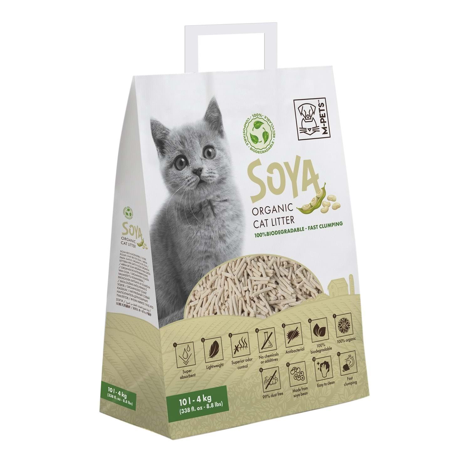 M-Pets Natural Soya Kedi Kumu 10 Lt, Organik Pellet Kumlar, M-Pets