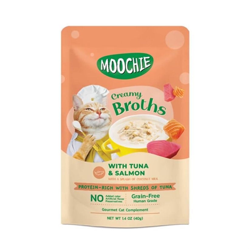 Moochie Çorba Kedi Ödülü Ton-Somon 40 Gr, Kedi Ödül Maması, Moochie