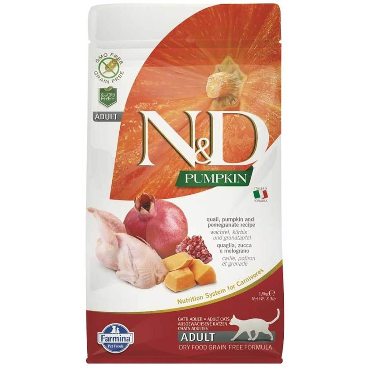 N & D Balkabaklı Bıldırcınlı Narlı Kedi Maması 1,5 Kg