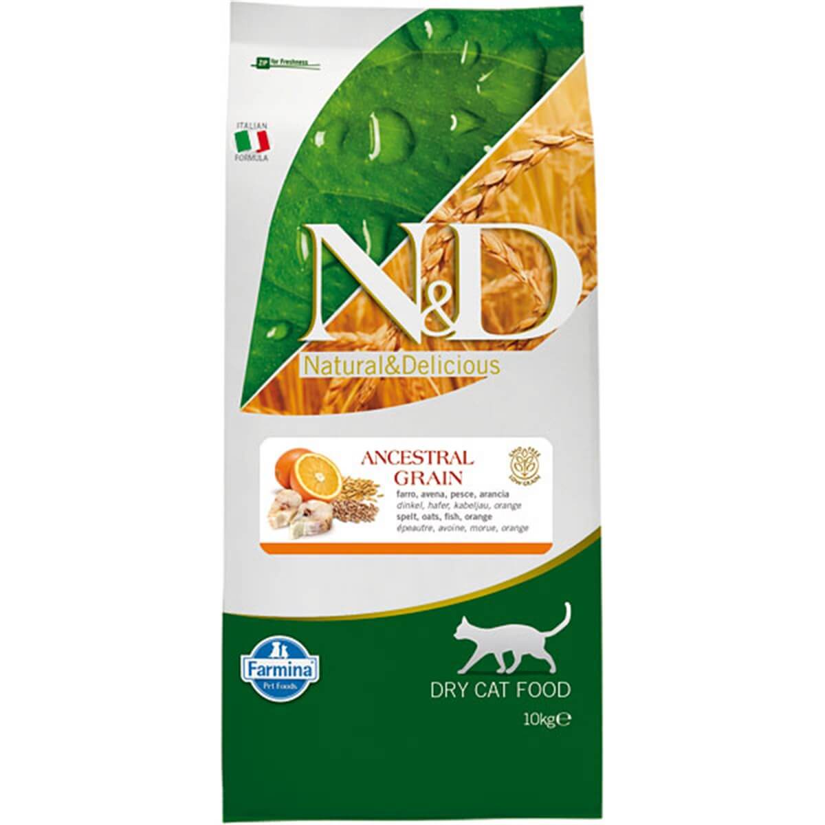 N&D Düşük Tahıllı Balıklı Portakallı Kedi Maması 10 Kg