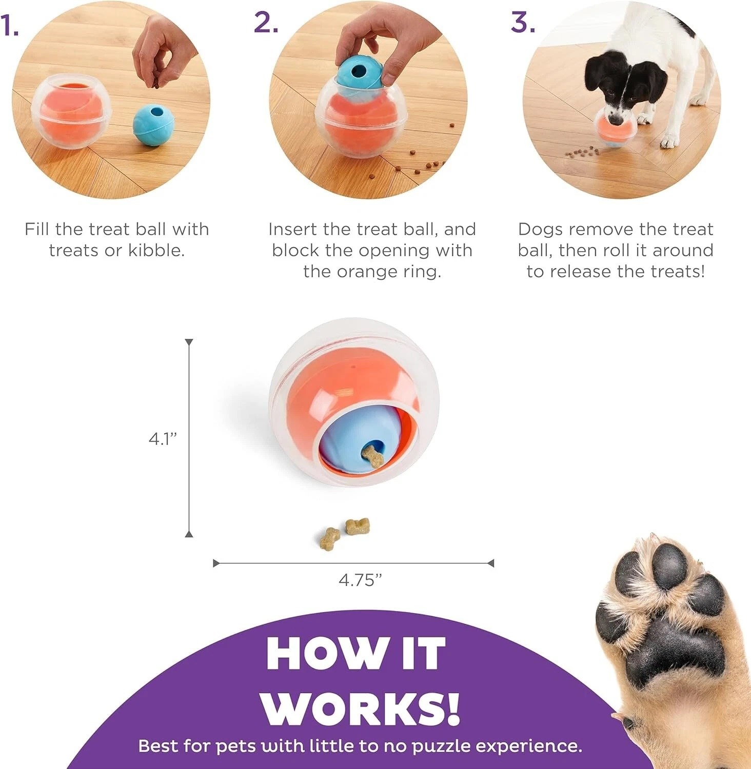 Nina Ottosson Dog Rumble Puzzle Eğitici Köpek Oyuncağı, Köpek Ödül ve Oyun Topu, Petstages