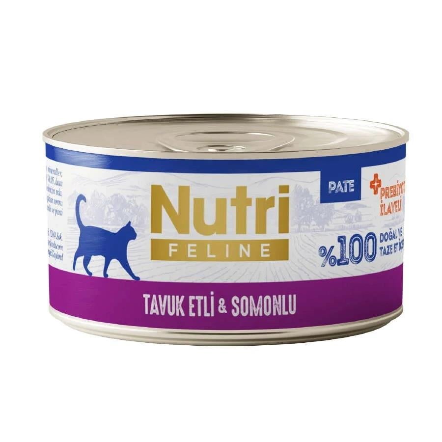 Nutri Feline Tavuk Etli Somonlu Tahılsız Kedi Konservesi 70 Gr, Yetişkin Kedi Yaş Mama, Nutri Feline