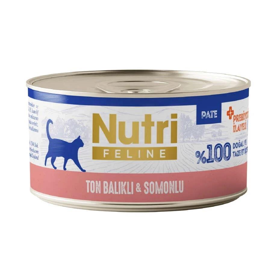 Nutri Feline Ton Balıklı Somonlu Tahılsız Kedi Konservesi 70 Gr, Yetişkin Kedi Yaş Mama, Nutri Feline