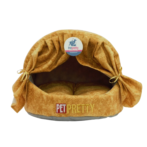 Pet Pretty Comfort Perdeli Kedi Yuvası Hardal, Kedi Yatak ve Sepetleri, Pet Pretty
