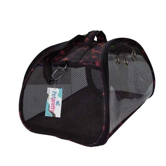 Pet Pretty Şeffaf Kırmızı Kamuflaj Çanta 50x28x28 cm, Taşıma Çantaları Kafesler, Pet Pretty
