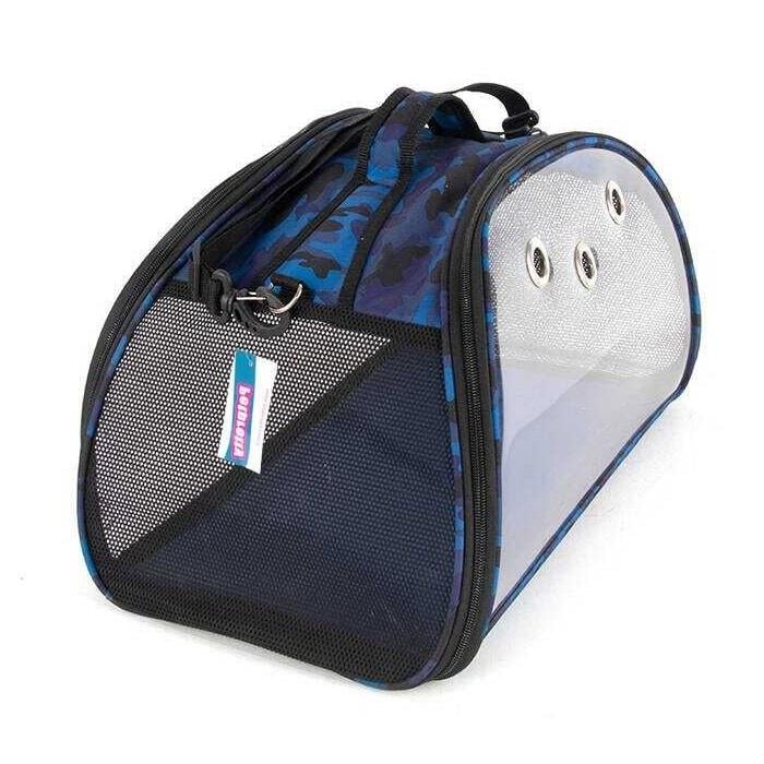 Pet Pretty Şeffaf Mavi Kamuflaj Çanta 50x28x28 cm, Taşıma Çantaları Kafesler, Pet Pretty
