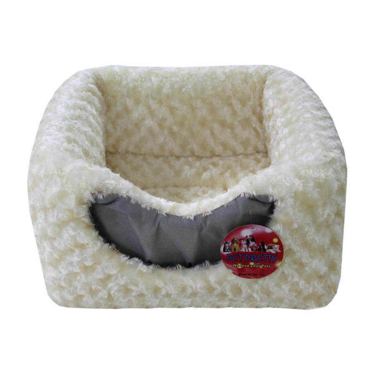 Pet Pretty Yuvalı Kedi ve Köpek Yatağı Peluş Krem 40X40 Cm