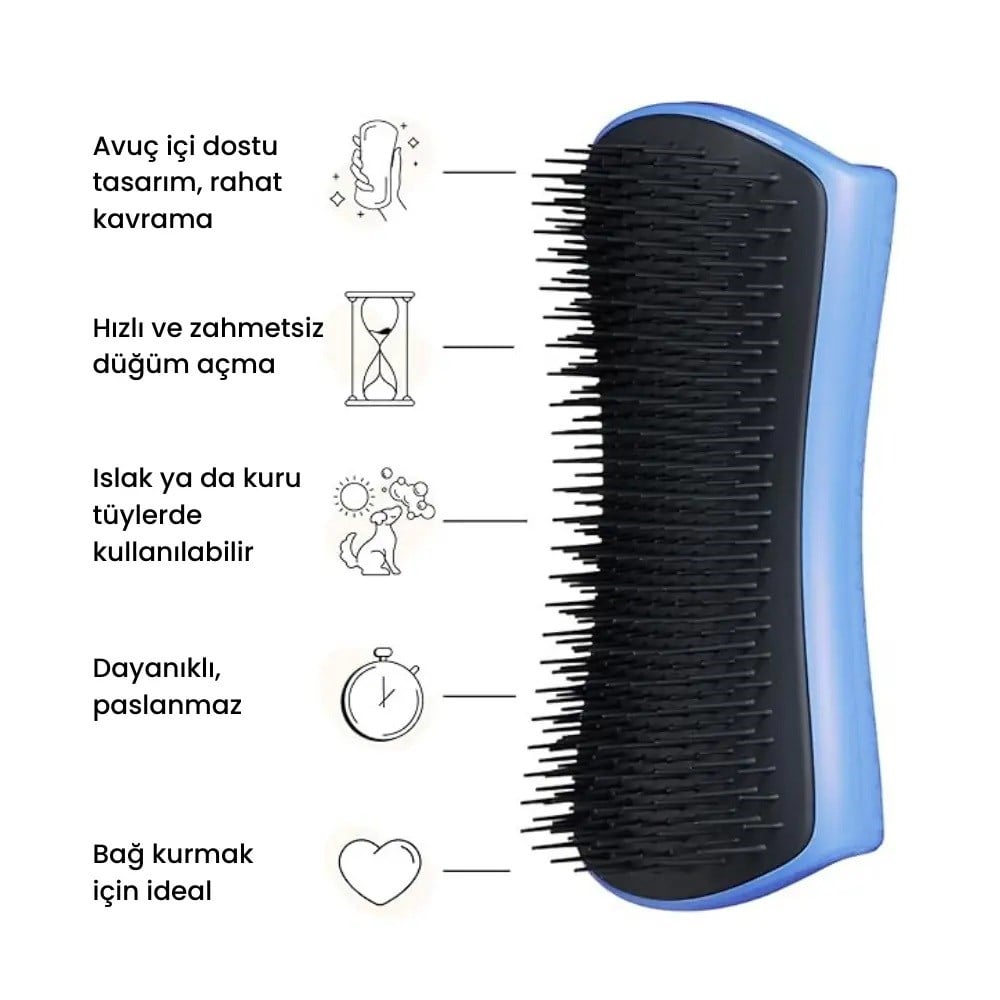 Pet Teezer Deshedding Mavi / Gri Tüy Açıcı Fırça, Köpek Tarak ve Fırçaları, Tangle Teezer