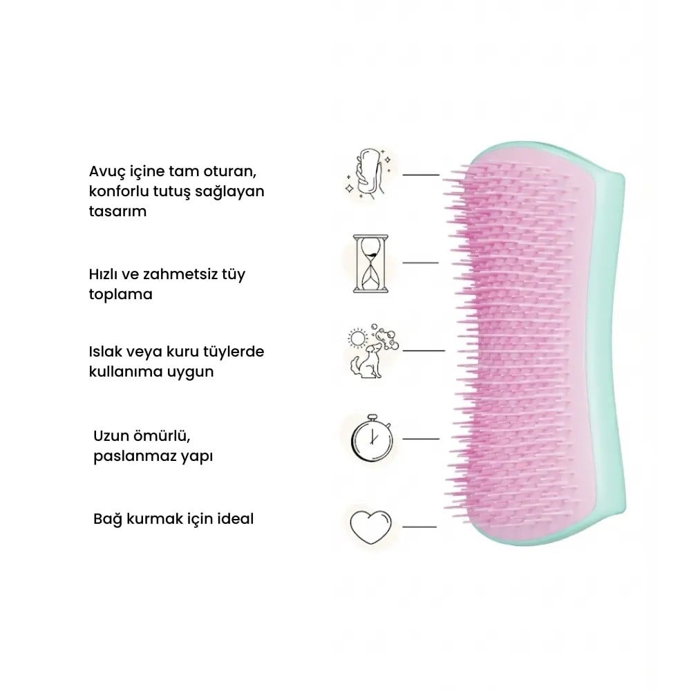 Pet Teezer Deshedding Mint / Pink  Köpek Bakım Fırçası, Köpek Tarak ve Fırçaları, Tangle Teezer