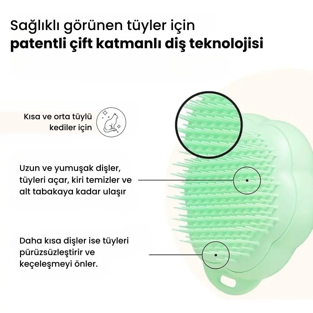 Pet Teezer Kedi Masaj Tarağı Yeşil, Kedi Tarak ve Fırçaları, Tangle Teezer