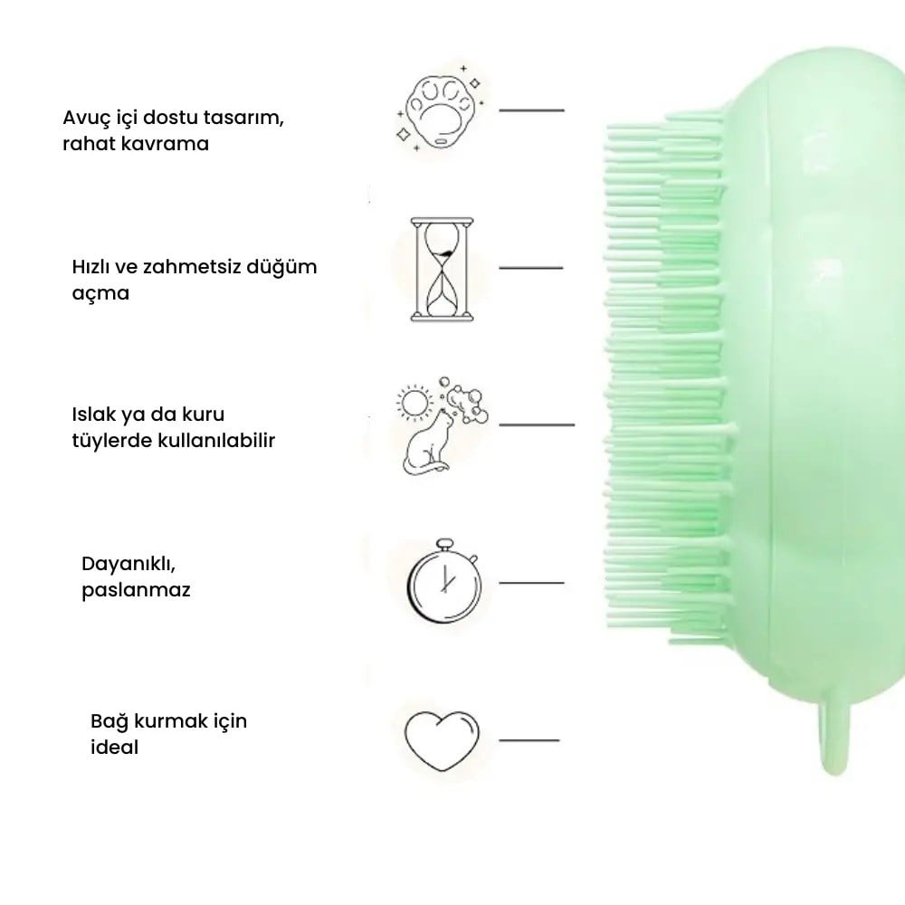 Pet Teezer Kedi Masaj Tarağı Yeşil, Kedi Tarak ve Fırçaları, Tangle Teezer