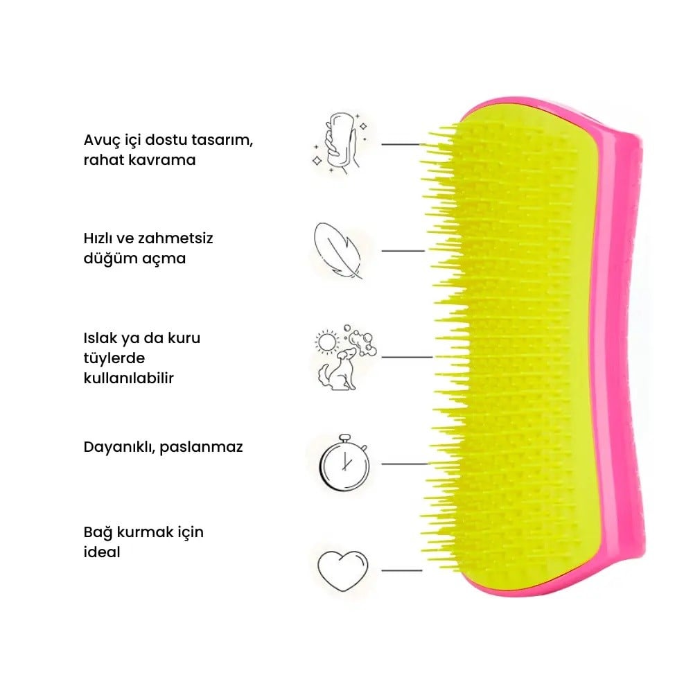 Pet Teezer Köpekler İçin Pembe / Sarı Tüy Açıcı Fırça, Köpek Tarak ve Fırçaları, Tangle Teezer