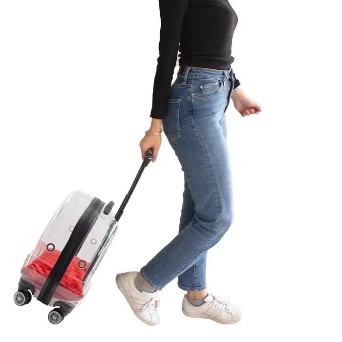 Petpretty Tekerlekli Şeffaf Kedi Köpek Taşıma Çantası, Taşıma Çantaları Kafesler, Pet Pretty