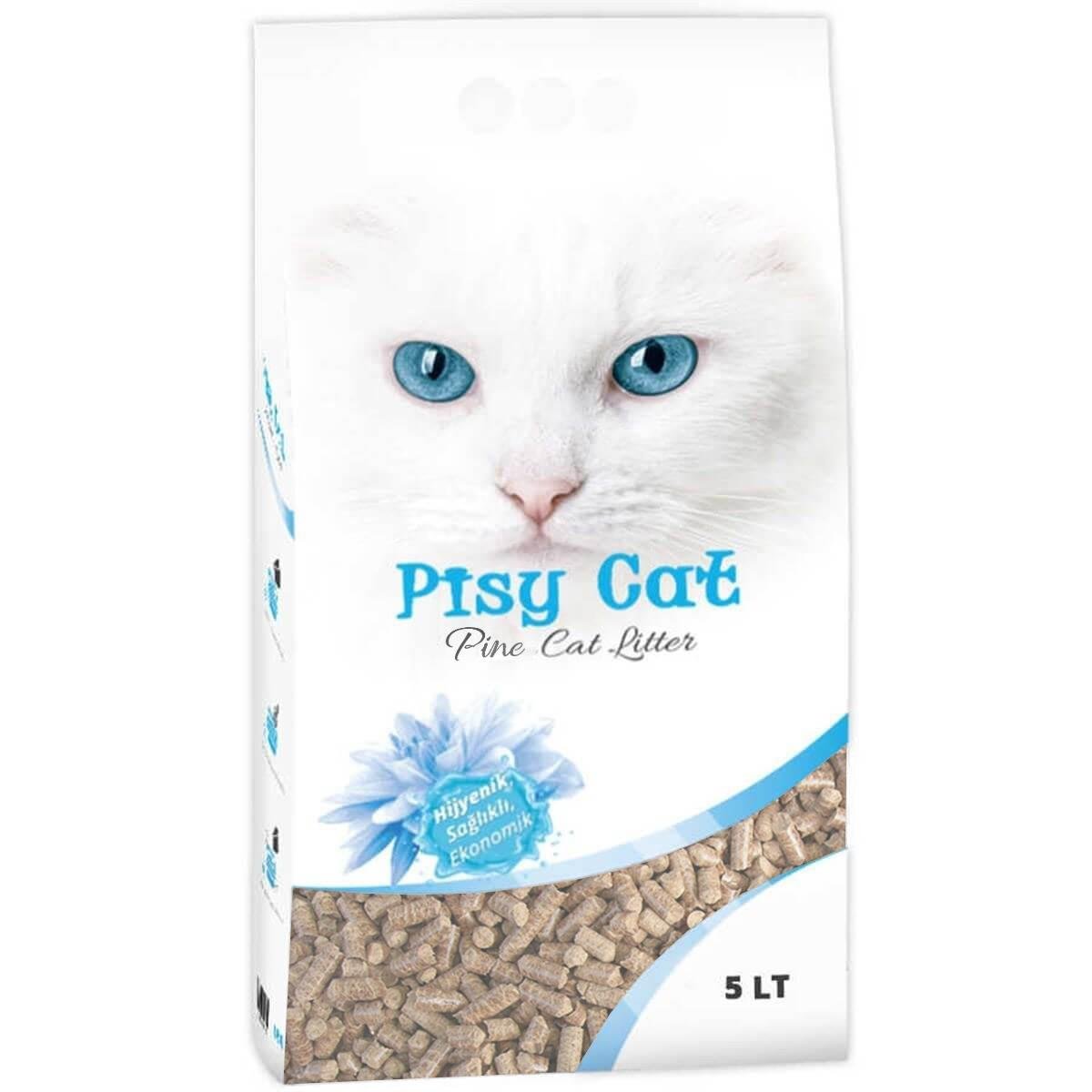 PisyCat Doğal Çam Ağacı Kedi Kumu 2 Kg, Organik Pellet Kumlar, Pisy Cat